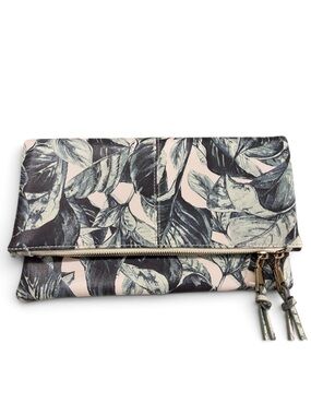 Kaari Blue Tropical Green Blue Fold Over Clutch Handbag Purse